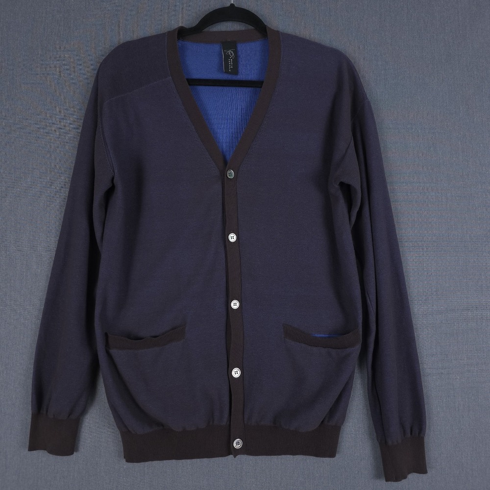 Zero + Marie Cornejo Cardigan Sweater Mens Medium Brown Cotton Button Front‎